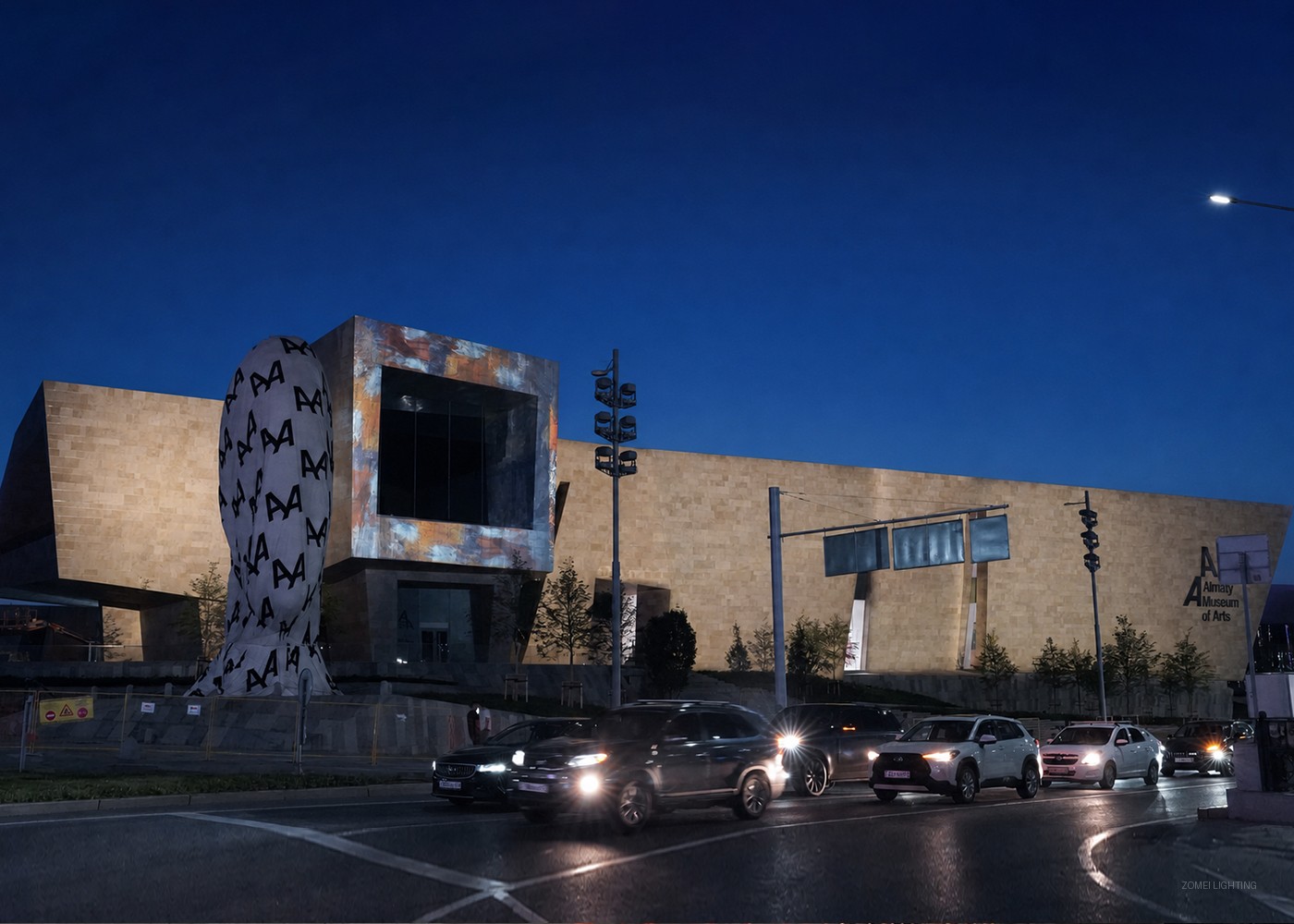 白光模式｜White light mode of Almaty Museum facade lighting